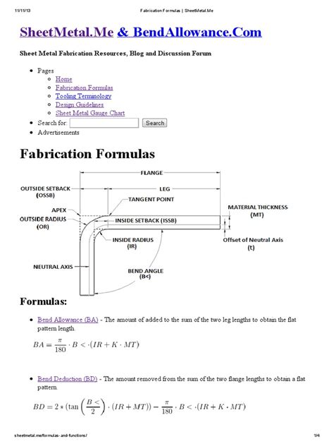 math calculations for sheet metal fabrication|sheet metal calculation formula.